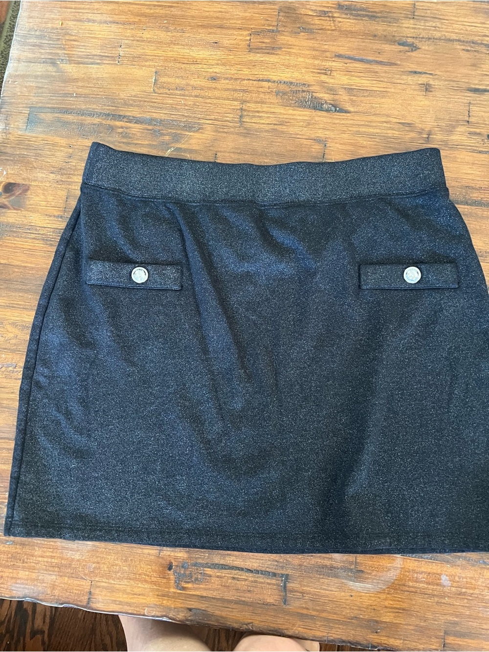 Michael Kors Black Sparkle Mini Skirt with Button-Trim Pockets